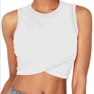 White wrap crop top